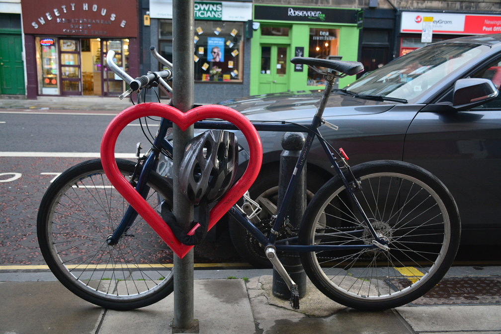A heart-shaped bicycle stand